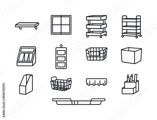 DIY Icon Set. DIY Storage Solutions. Line icon set of DIY Storag