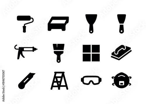 DIY Icon Collection. DIY Home Improvement. Solid icon set of DIY