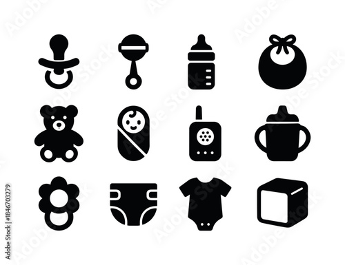 Early Childhood Icons. Early childhood essentials. Solid icon se