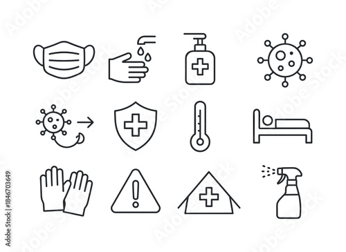 Epidemic Response Icons. Epidemic response. Line icon set of epi