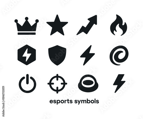 Esports Symbol Icons. esports symbols. Solid icon set of esports