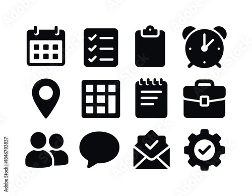 Event Planning Icons. Event planning. Solid icon set of Event pl
