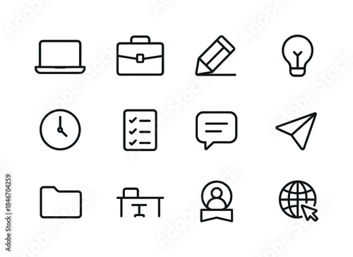 Freelance Icon Set. Freelance Icon Variations. Line icon set of