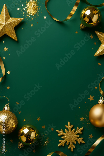 christmas background with gold ornaments
