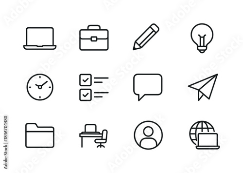 Freelance Icon Set. Freelance Icon Variations. Line icon set of