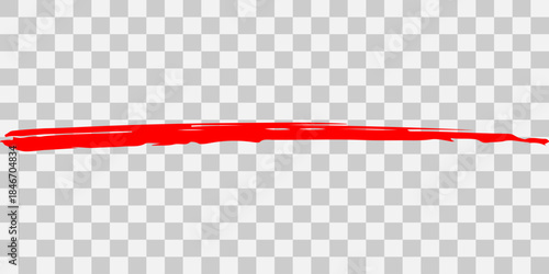 Red brush stroke on transparent background