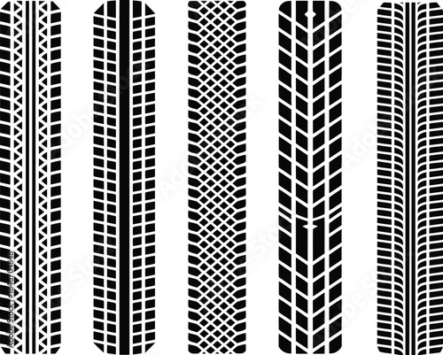 Set of Various Vehicle Tire Tread Texture Patterns