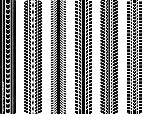 Vector Tire Tread Patterns and Track Marks Set