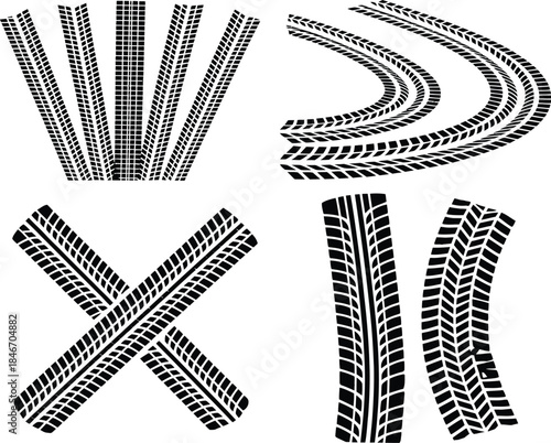 Tire Track Vector Illustrations