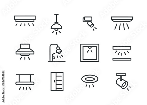 Kitchen Lighting Icons. Kitchen Lighting. Line icon set of Kitch