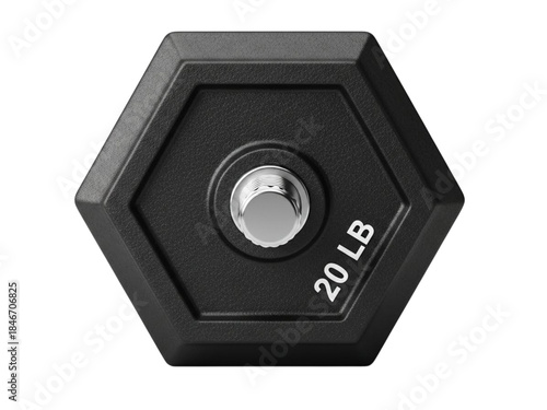 Heavy hex dumbbell on white surface for strength training.