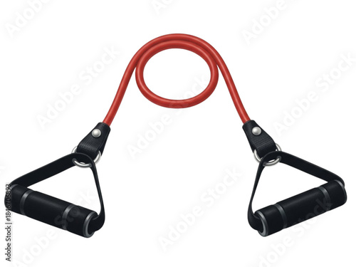 Dynamic Red Resistance Band with Handles for Home Workout.