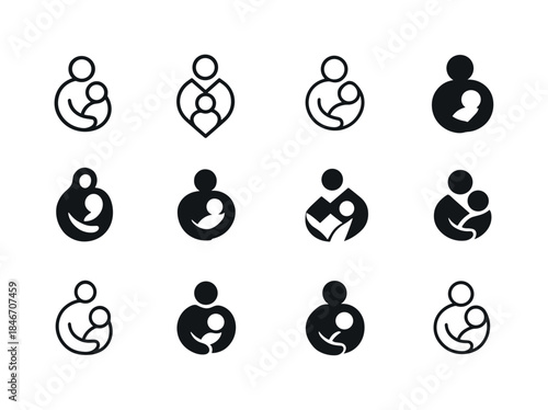 Parenting Support Icons. Parenting support group. Icon set. Set