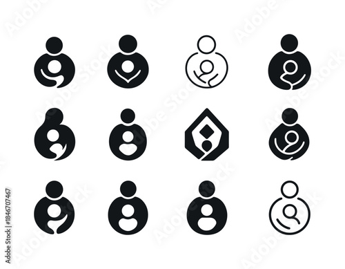 Parenting Support Icons. Parenting support group. Icon set. Set