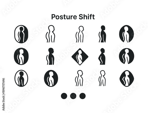 Posture Correction Icons. posture shift. Icon set. Set Logo of p