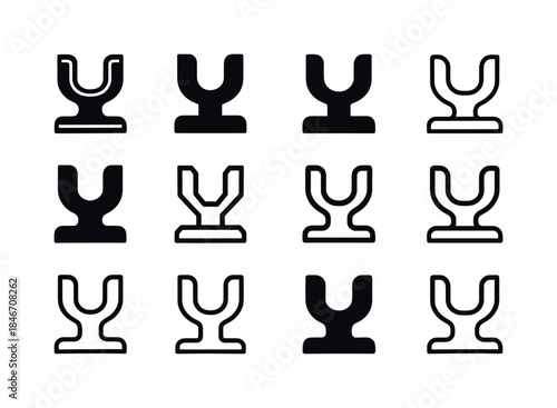 Razor Holder Logo Collection. Razor holder. Icon set. Set Logo o