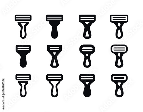 Razor Holder Logo Collection. Razor holder. Icon set. Set Logo o