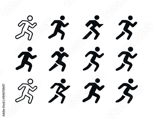 Running Icon Variations. person running. Icon set. Set Logo of p