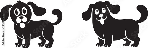 Dog silhouette or vector illustration, isolated black and white design of domestic pet animal for companionship, loyalty, and animal concepts