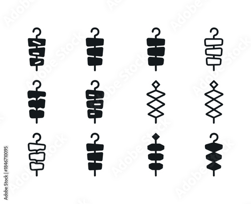 Street Food Logos. Street food. Icon set. Set Logo of street foo