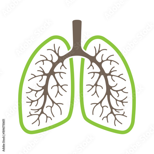 Human lungs graphic icon. Lungs in form of a tree. Sign isolated on white background. Vector illustration