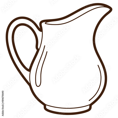 Simple line drawing of a classic pitcher ideal for kitchen or dining themes isolated on a white background
