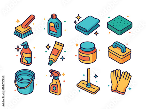 Tile Maintenance Icons. tile maintenance. Colorful isometric vec