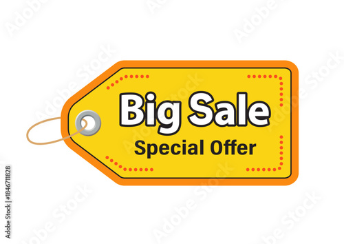 Yellow sale labels, big sale special offer, discount and price. Sale tag, price tag, label, banner vector, Special offer.