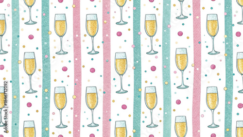 watercolor champagne bottles elegant festive pattern white vector background 