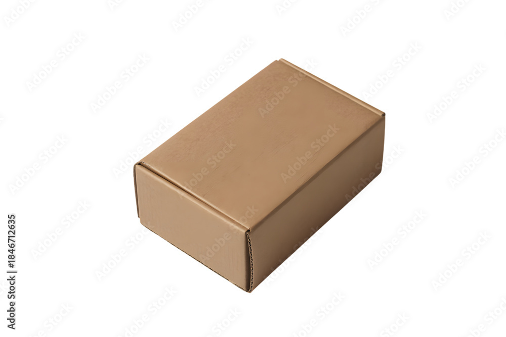 Fototapeta premium closed brown cardboard box isolated and top view . Isolated on transparent background, png