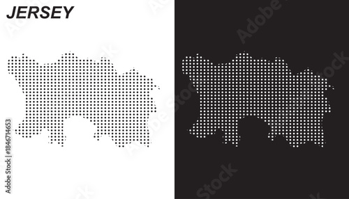 Jersey Map Vector, Channel Islands Dotted Pattern Black and White Shapes, Jersey Infographic Template, Editable EPS Jersey Geography