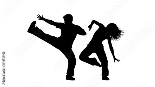 Martial Arts Fighting Action Silhouette Vector Illustration