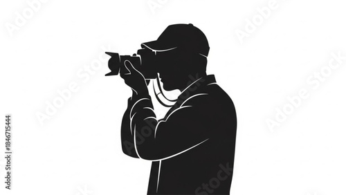 Wildlife Photographer Camera Silhouette Vector Illustration