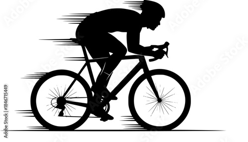 Professional Cyclist Racing Bike Silhouette Vector Illustration
