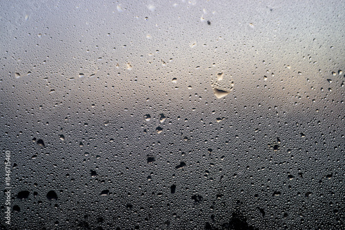 Wet condensation on glass in the morning