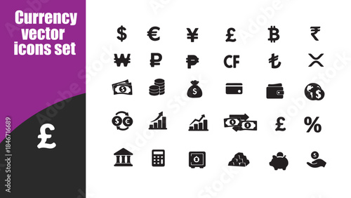 Currency vector icons set