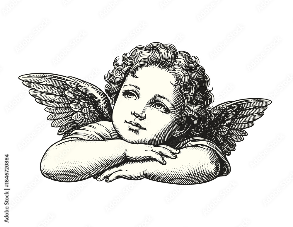 Naklejka premium Vintage Portrait Of Baby Cupid