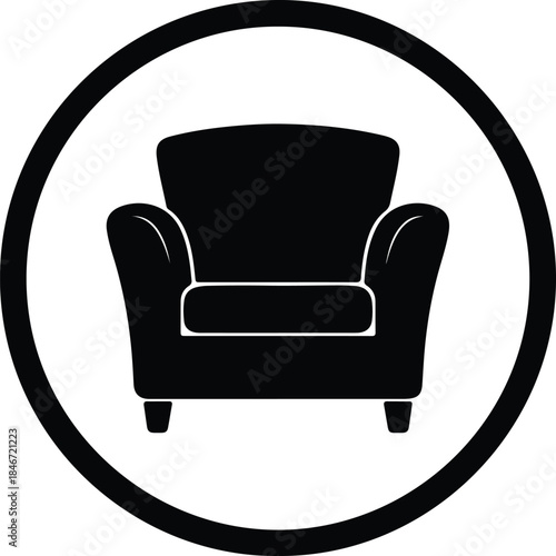 Vector Comfortable classic furniture armchair interior room icon silhouette Illustration