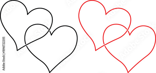 Two intertwined hearts symbol of love and connection. Intertwined hearts symbolizing eternal love and unit
