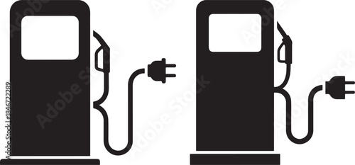 Electric vehicle charging stations icons set for ev power supply