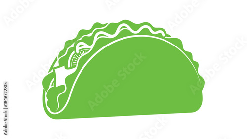 A simple black and white illustration depicts a single stylized taco shape against a white background