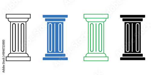 Pillar column icon. Ancient columns icon set. Ancient pillar or columns vector icons set.