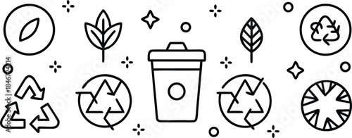 A collection of eco-friendly and recycling icons for sustainability concepts