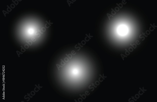 Abstract Glowing Light Orbs on Black Background Minimal Design