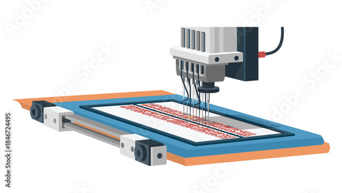 Automated embroidery machine meticulously creates intricate designs on fabric, showcasing modern textile production technology.