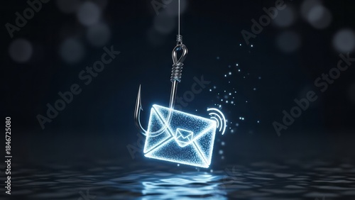 Phishing Concept with Email Hook Cybersecurity Digital Art Internet Safety. Concept featuring phishing, email, hook, cybersecurity, digital art.