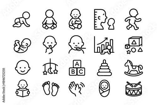 Baby icons: growth, activities, and learning for early childhood development