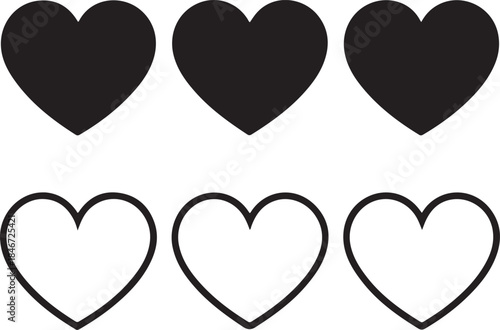 Heart Shapes Collection Solid and Outline Designs