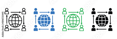 Global communication and teamwork icons for business and social connections
