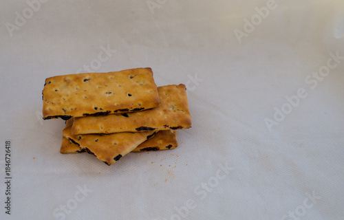 Cookies with raisins on a white background